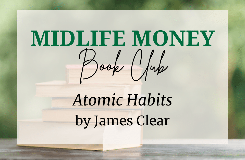 picture of books sitting on table with title card overlay of atomic habits review